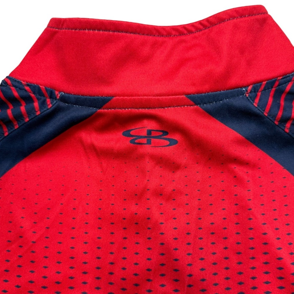 Boombah Quarter Zip Pullover Performance Shirt Navy Red Geometric Mens Medium M - Picture 4 of 7